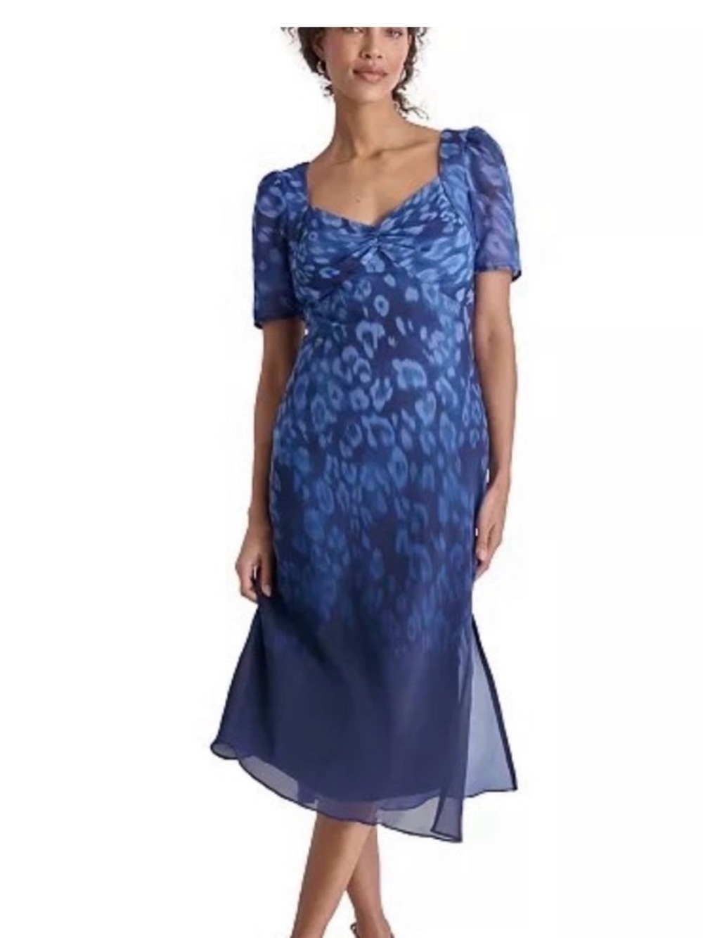 DKNY Blue Animal Print MIDI Dress